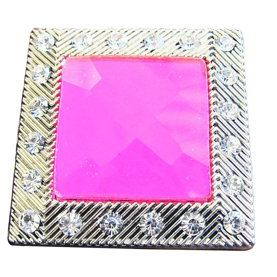 Set Of 2 Western Screw Back Concho Light Fuschia Square Crystals Bling - Hilason