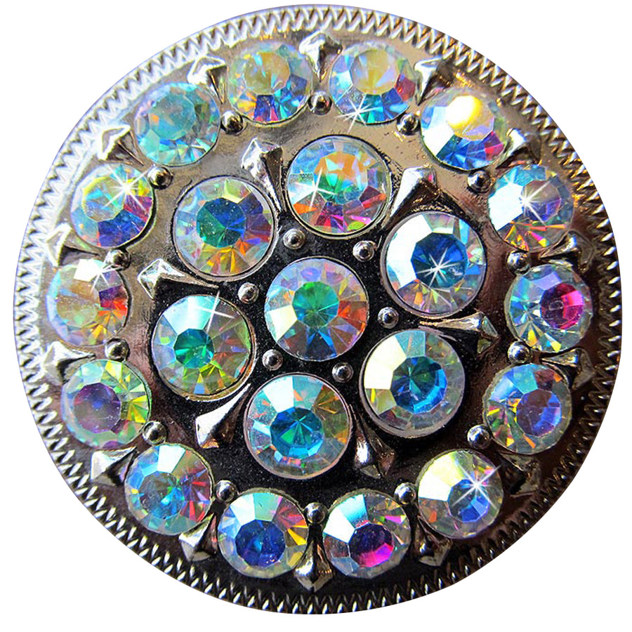 Set Of 32 Western Screw Back Concho Crystal Bling Glittering Ab Stone - Uhorse