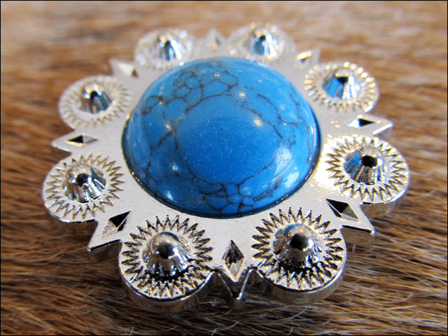 HILASON Western Screw Back Concho Stone Bling Leather Horse Saddle Turquoise color | Slotted Conchos