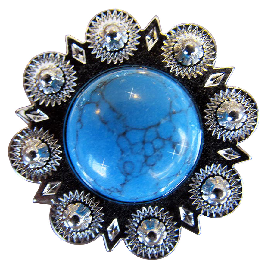 8 Turquoise Stone Bling Berry Concho Leather Horse Saddle Tack Belt - Hilason