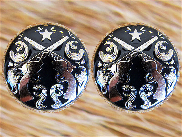 HILASON Screw Back Concho Cross Guns Silver Round Saddle Horse Black Color | Western Belt Slotted Conchos