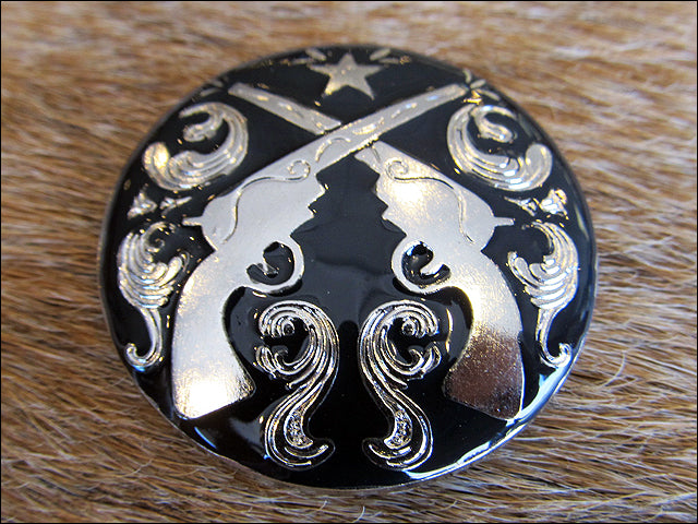 HILASON Screw Back Concho Cross Guns Silver Round Saddle Horse Black Color | Western Belt Slotted Conchos