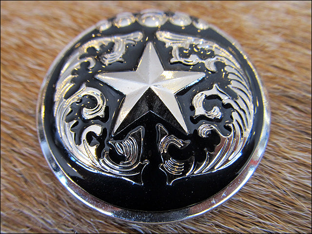 Western Screw Back Concho Star Round Antique Silver Saddle Horse 1.5 In