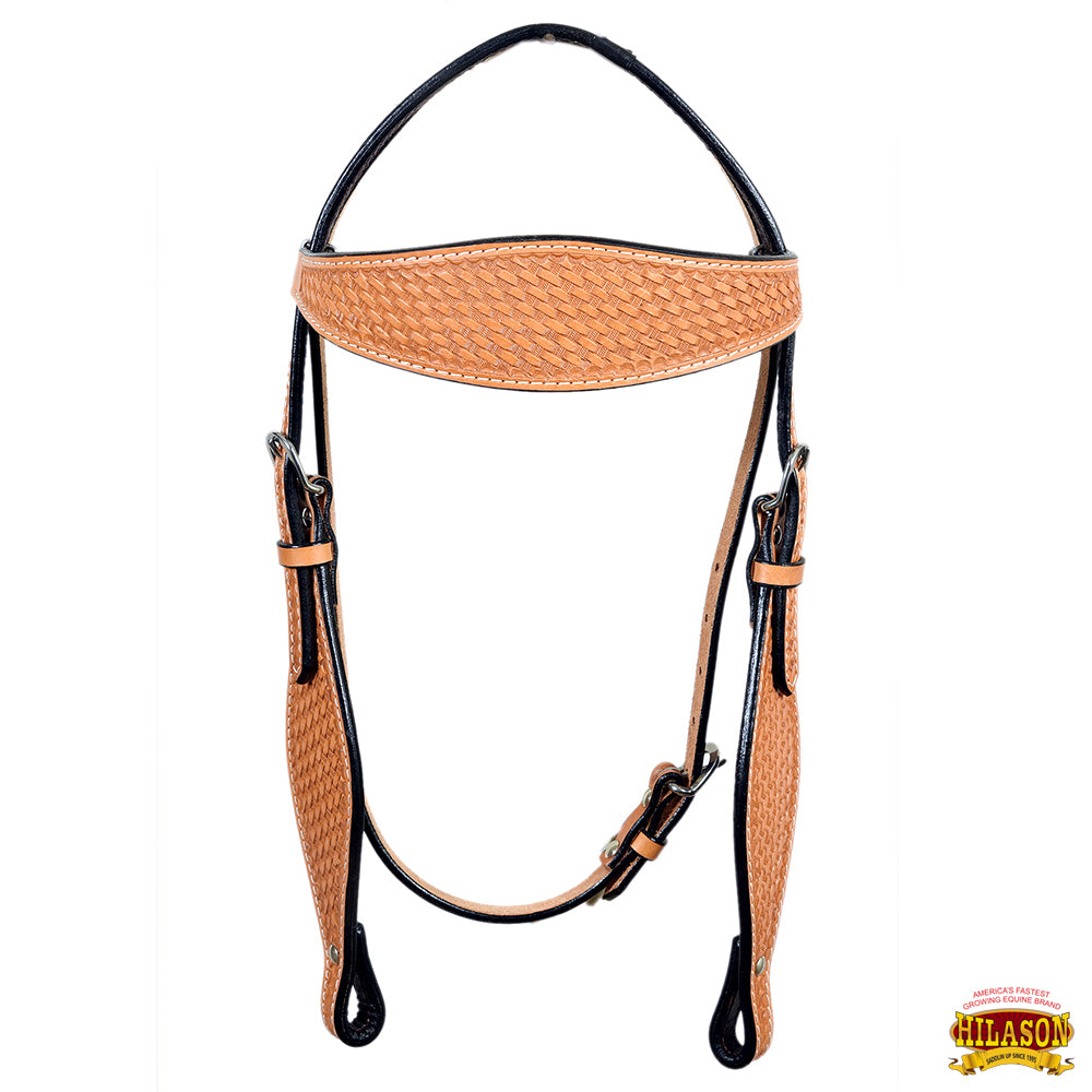 HILASON Western Horse Headstall Breast Collar Set Tack Genuine American Leather Basket Weave Tan