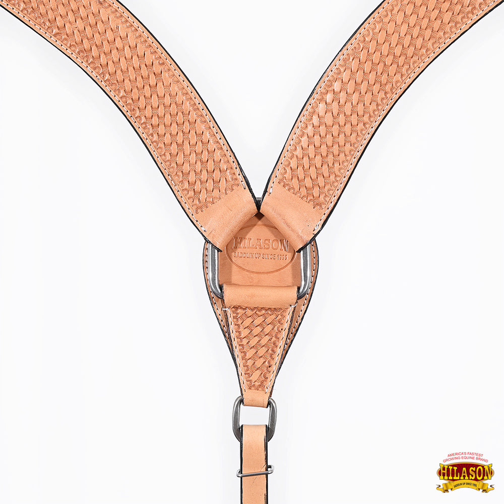 HILASON Western Horse Headstall Breast Collar Set Tack Genuine American Leather Basket Weave Tan