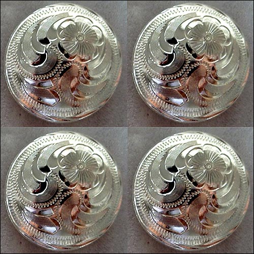 HILASON Screw Back Concho 1.5 Inch Silver Floral Round Bling Saddle Silve Color | Bridle Conchos Slotted