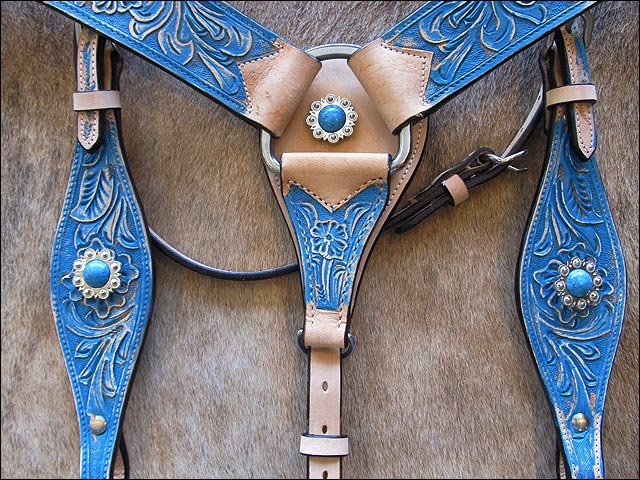 HILASON Western Horse Leather Headstall Breast Collar Set Floral | Tack for Horses