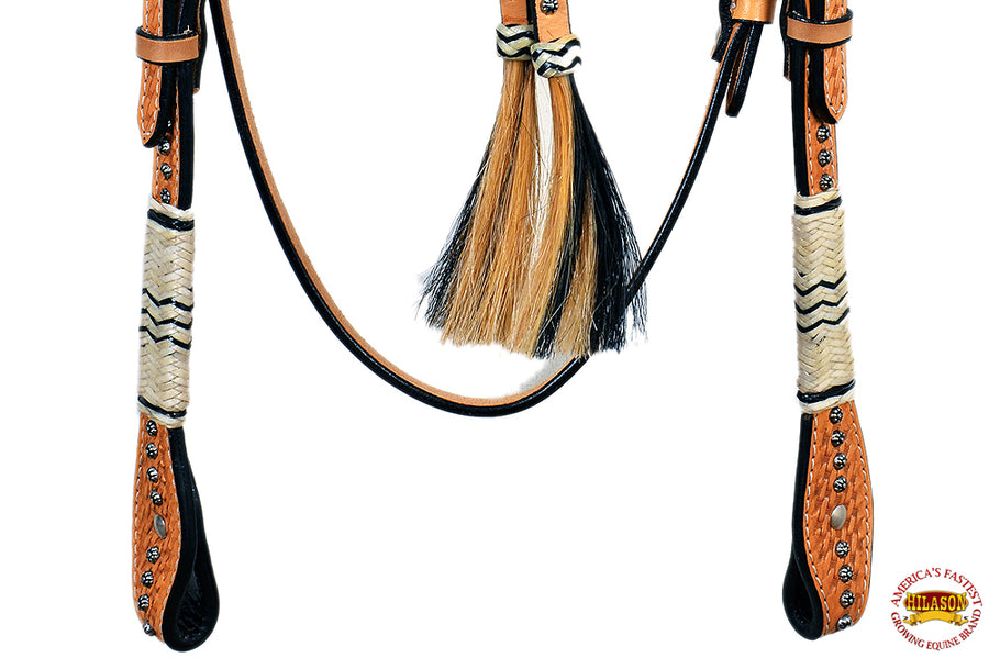 Hilason Western Horse Headstall Breast Collar Tack American Leather Light Oil