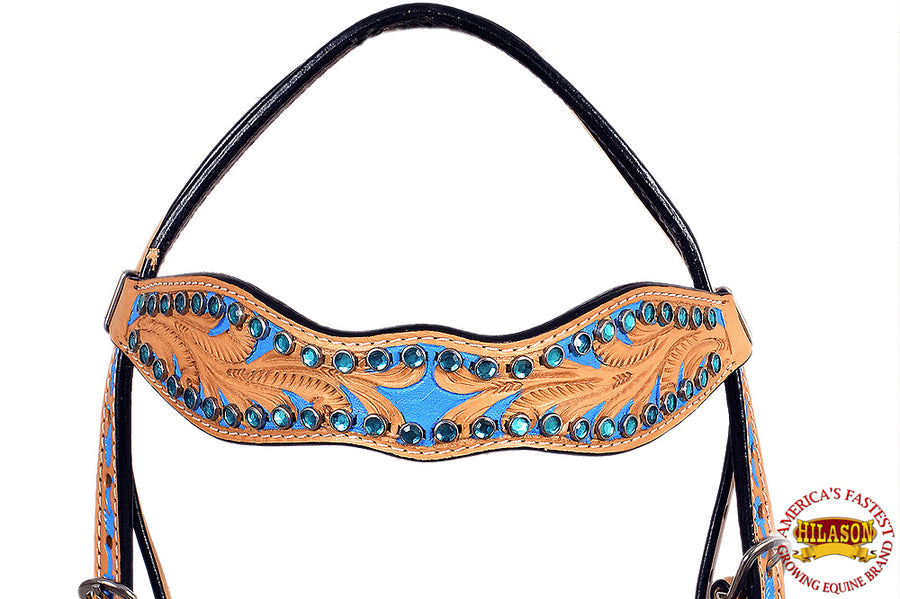 HILASON Western Horse Headstall Tack Bridle American Leather Hand Paint