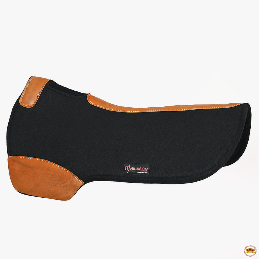 HILASON Western Wool Felt Horse Saddle Pad W/ Distressed Wear Leather | for Horses