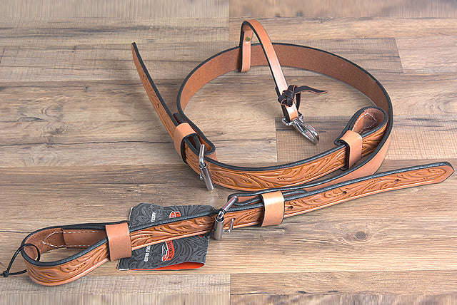 Circle Y 1 1/2" Floral Billets Tooled Horse Leather Flank Cinch Girth Ultra Lite