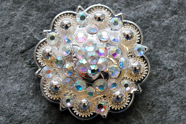 HILASON Western Screw Back Concho Crystals Round Saddle Cowgirl Ab Stone Color | Belt Slotted Conchos