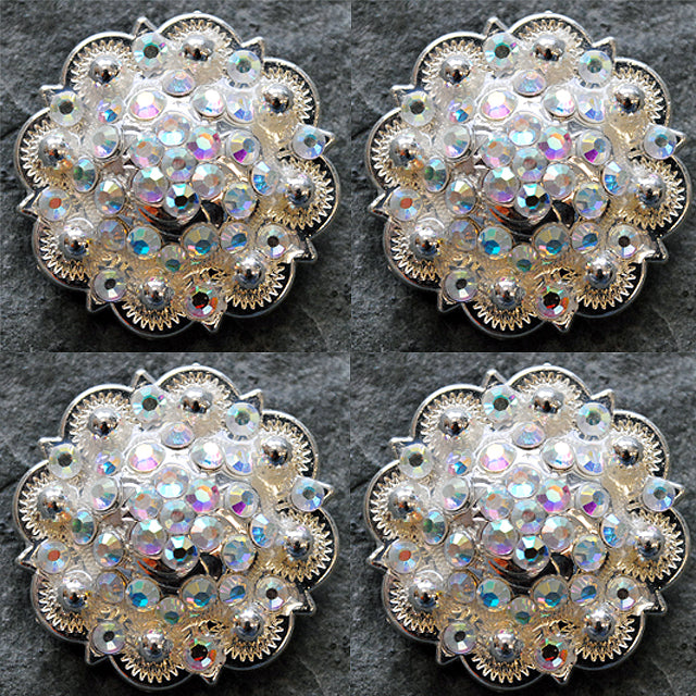 HILASON Western Screw Back Concho Crystals Round Saddle Cowgirl Ab Stone Color | Belt Slotted Conchos