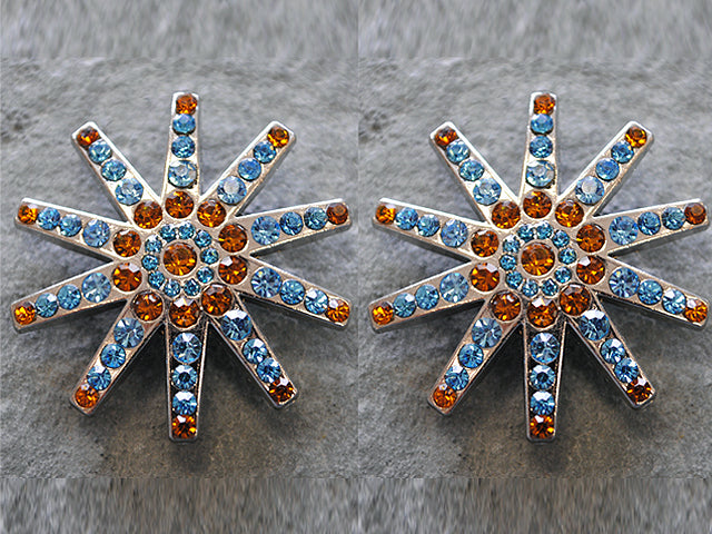 HILASON Western Screw Back Concho1 Turquoise Brown Spur Bling Headstall Tack 1.5 inch | Concho Belt Slotted Conchos