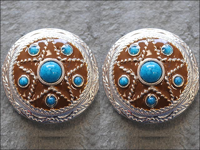 HILASON Western Screw Back Conchoturquoise Star Antique Round Bling Headstall | Concho Belt Slotted Conchos