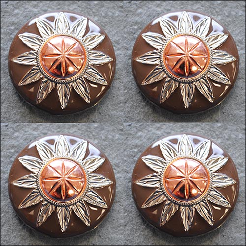 HILASON Tone Finishing Round Conchos Copper Dome Silver And Brown | Western Concho Belt Slotted