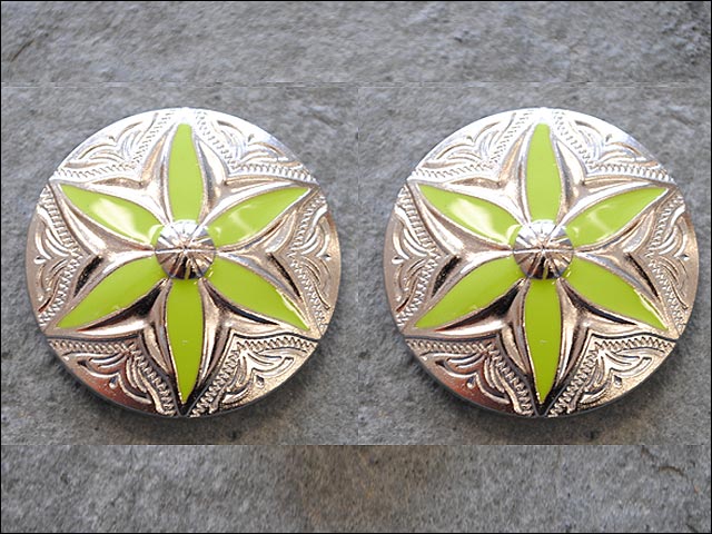 HILASON Western Screw Back Concho 1 Round Floral Green Inlay Bling Saddle Cowgirl 1.5 inch | Slotted Conchos