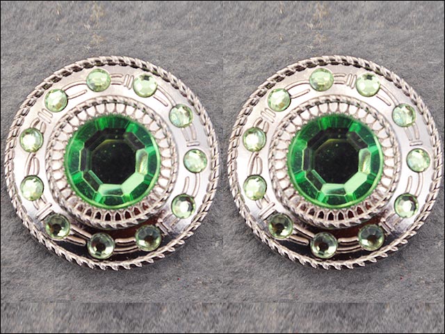 HILASON Western Screw Back Concho Green Crystal Wheel Bling Cowgirl Color | Bridle Conchos Slotted