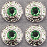 Western Screw Back Concho1 Green Crystal Wheel Bling Headstall Cowgirl