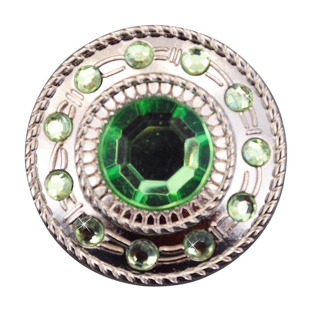 Western Screw Back Concho1 Green Crystal Wheel Bling Headstall Cowgirl