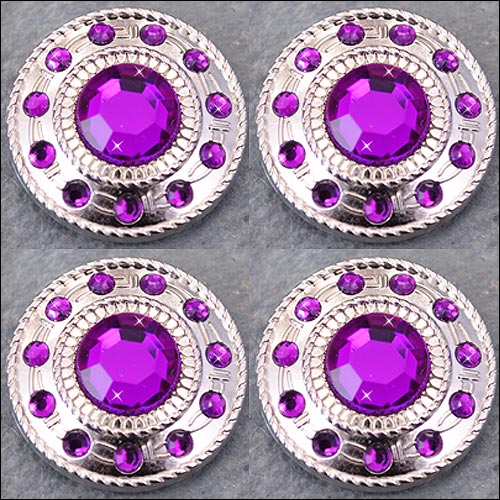 HILASON Screw Back Concho Nickel Wheel Shape Rope Edge Saddle Purple Color | Bridle Conchos Slotted