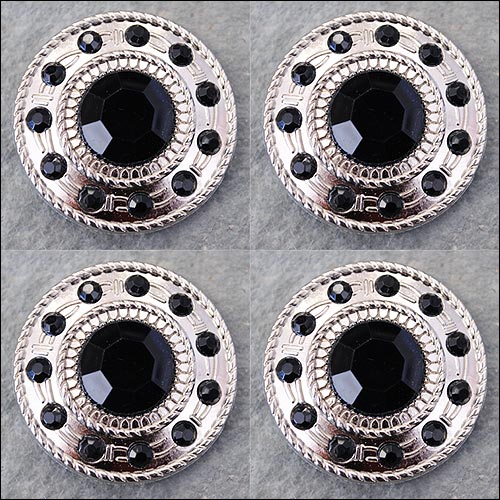 HILASON Western Screw Back Concho1 Black Crystal Wheel Bling Headstall Cowgirl | Concho Belt Slotted Conchos