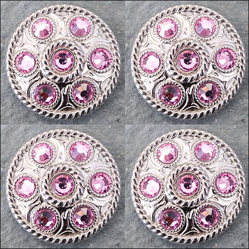 Western Screw Back Concho 1 Pink Crystal Wheel Bling Headstall Cowgirl