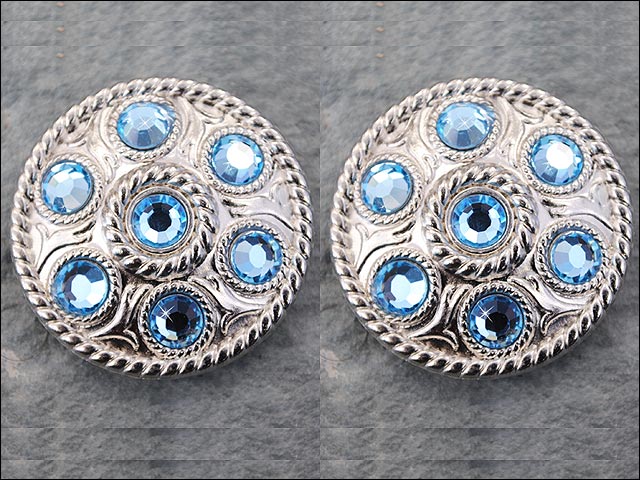HILASON Western Screw Back Concho Blue Crystal Wheel Bling Cowgirl Color | Bridle Conchos Slotted