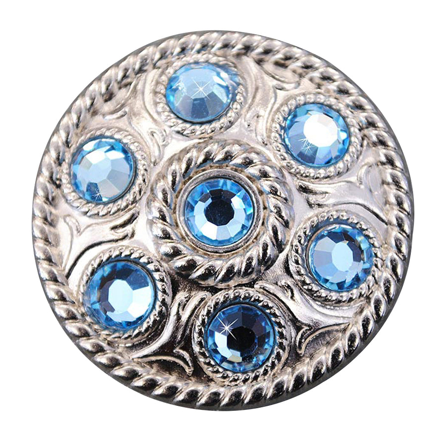 Set Of 32 Western Screw Back Concho Blue Crystal Wheel Bling Cowgirl - Uhorse