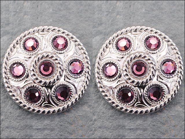 Western Screw Back Concho Purple Crystal Wheel Bling Cowgirl
