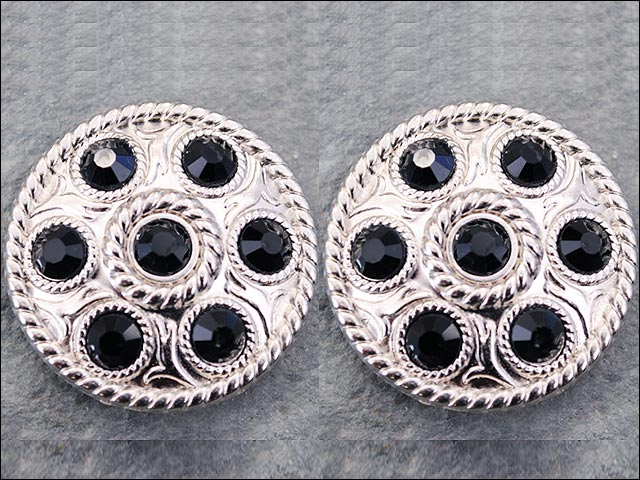 Western Screw Back Concho1 Black Crystal Wheel Bling Headstall Cowgirl