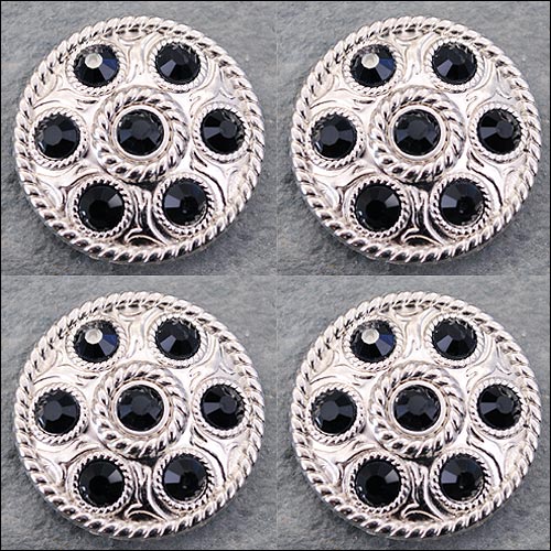 Western Screw Back Concho1 Black Crystal Wheel Bling Headstall Cowgirl