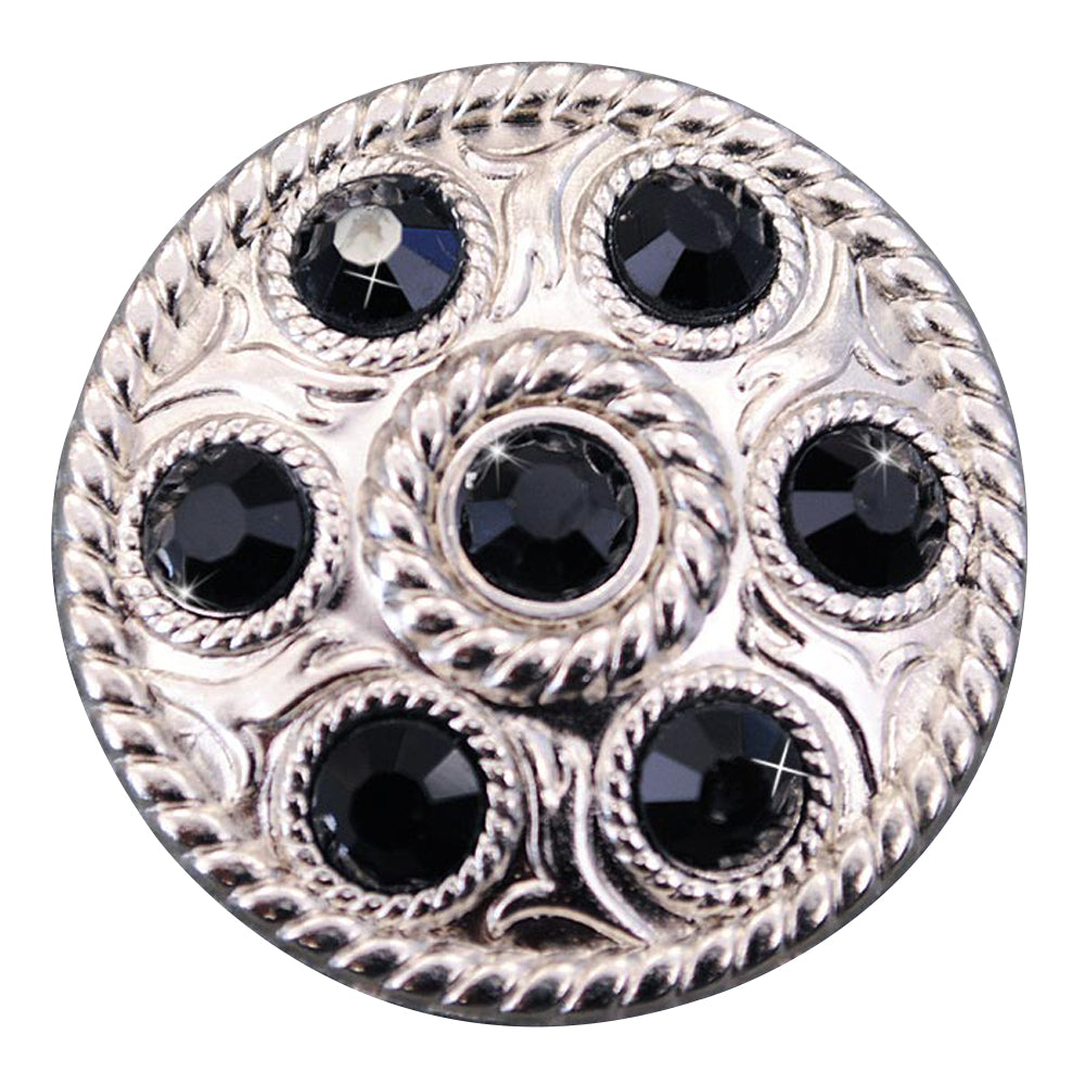 Western Screw Back Concho1 Black Crystal Wheel Bling Headstall Cowgirl