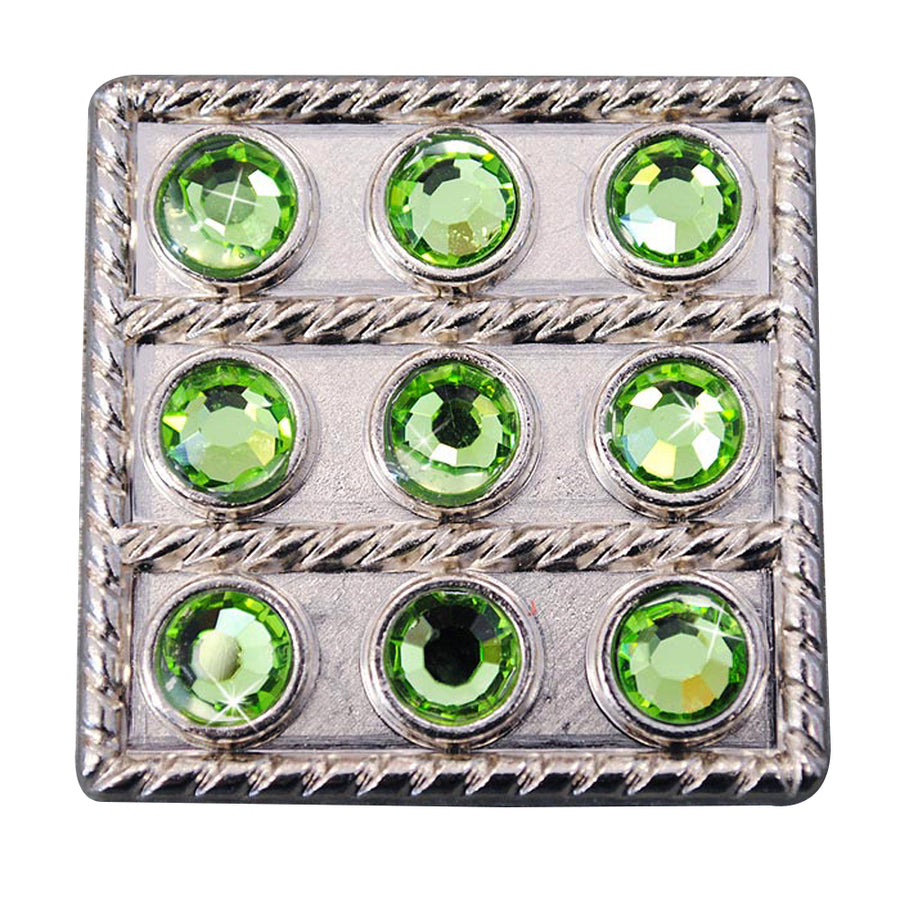 Set Of 8 Western Screw Back Concho Green Crystal Square Bling Cowgirl - Uhorse