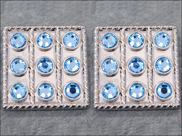 HILASON Western Screw Back Concho Blue Crystal Square Bling Cowgirl Color | Bridle Conchos Slotted