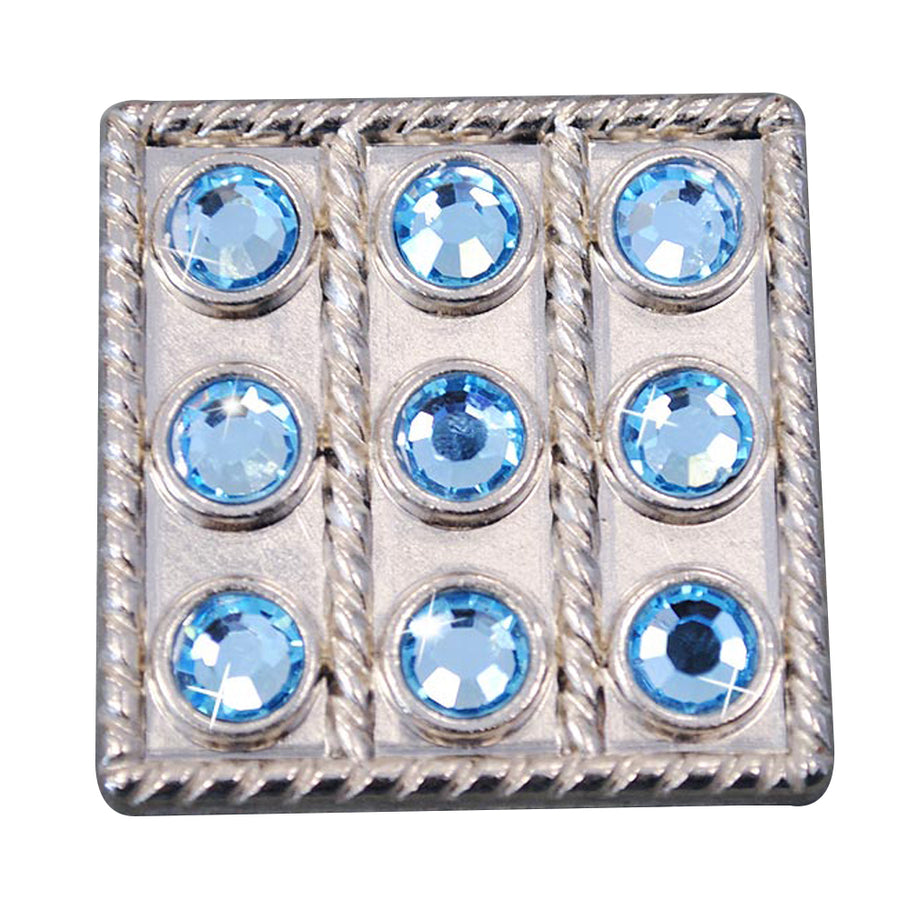 Set Of 4 Western Screw Back Concho Blue Crystal Square Bling Cowgirl - Uhorse