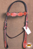 Western Horse Headstall Tack Bridle American Leather Mahogany Hilason