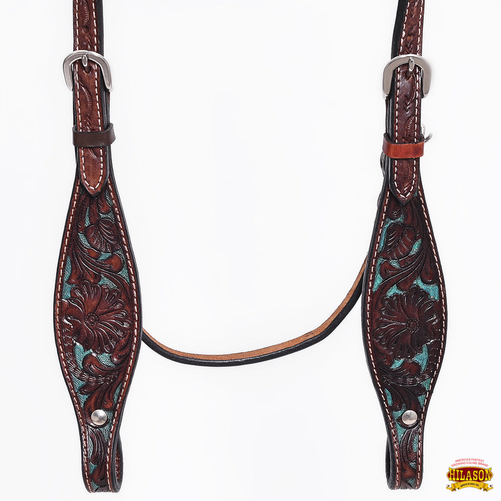 HILASON Western Horse Headstall Breast Collar Set Tack Genuine American Leather