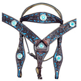 Hilason Western American Leather Horse Headstall Breast Collar Concho