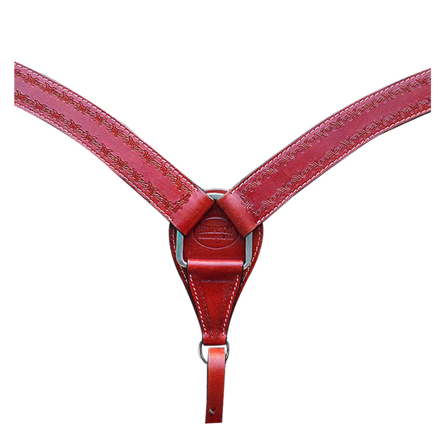 HILASON Western Horse Breast Collar Tack Genuine American Leather Barb Wire Mahogany - Uhorse