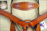 HILASON Western Horse Headstall Breast Collar Set American Leather Tan| Leather Headstall | Leather Breast Collar | Tack Set for Horses | Horse Tack Set