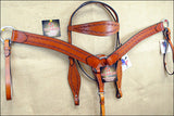 HILASON Western Horse Headstall Breast Collar Set American Leather Tan| Leather Headstall | Leather Breast Collar | Tack Set for Horses | Horse Tack Set