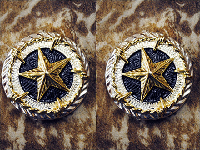 HILASON Western Screw Back Concho Texas Star Gold Saddle Bling Cowgirl w/ Black Inlay Color | Slotted Conchos