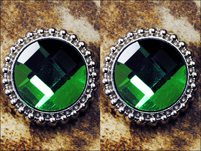 HILASON Western Screw Back Concho Green Glass Stone Nickel Saddle Bling Color | Bridle Conchos Slotted
