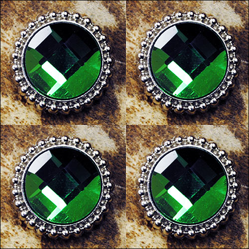 HILASON Western Screw Back Concho Green Glass Stone Nickel Saddle Bling Color | Bridle Conchos Slotted