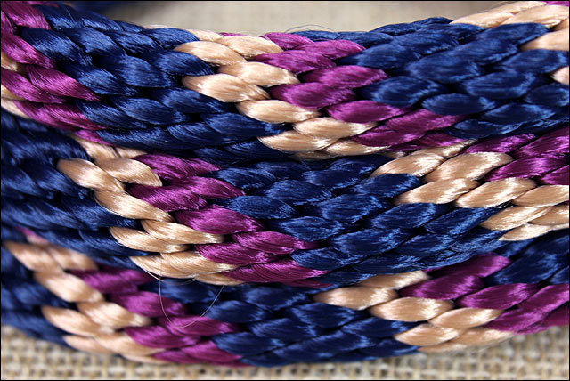 Navy Tan 8Ft Weaver Horse Poly Roping Reins W/ Leather Laces Loop Ends