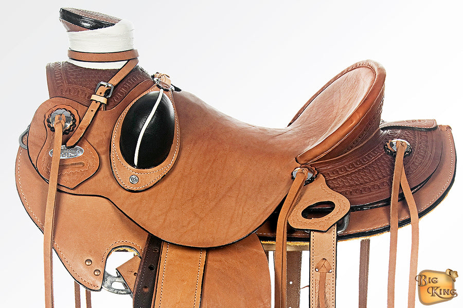 HILASON Western Horse Wade Saddle American Leather Ranch Roping Tan | Hand Tooled & For Horses