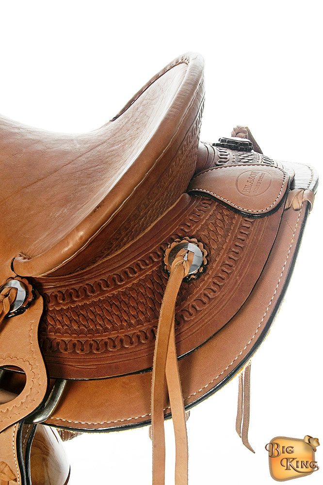 HILASON Western Horse Wade Saddle American Leather Ranch Roping Tan | Hand Tooled & For Horses