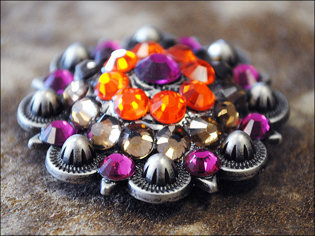 HILASON Western Screw Back Concho 1.5 in Fuchsia Orange Crystal Saddle Faushia, Hyacinth Color | Slotted Conchos