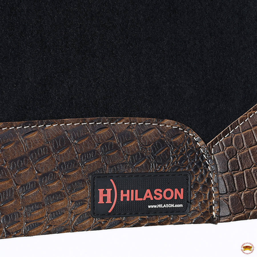 HILASON Western Wool Felt Horse Saddle Pad W/ Distressed Wear Leather | for Horses